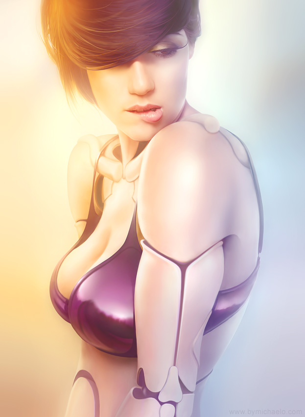 Cyborg femenino diseñado con Photoshop por michael oswald
