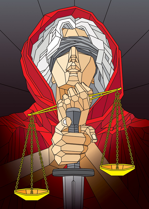 diosa de la justicia ilustrada geometrica
