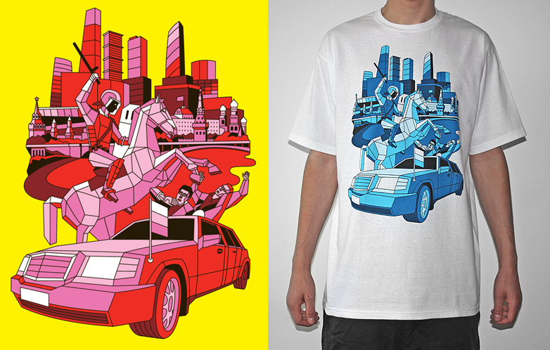 camiseta con diseño geometrico