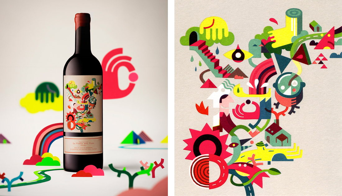 diseño de botella de vino de iván bravo
