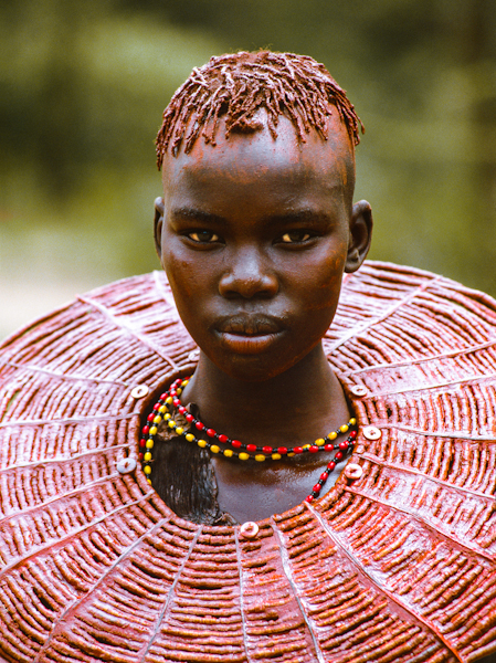 Pokot Initiate with Ochered Collar, Kenya