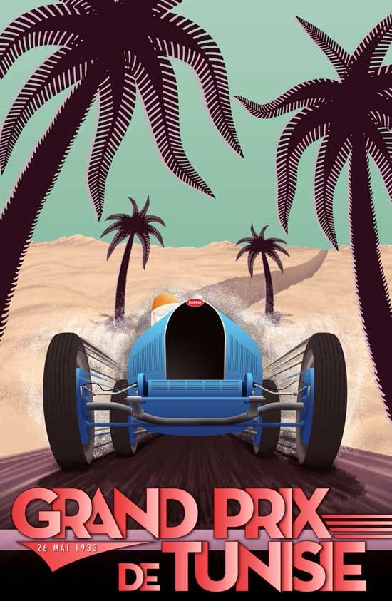 grand prix tunise carteles de coches vintage