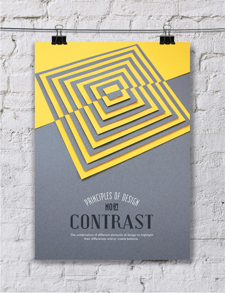 paper art posters principios del diseño, el contraste
