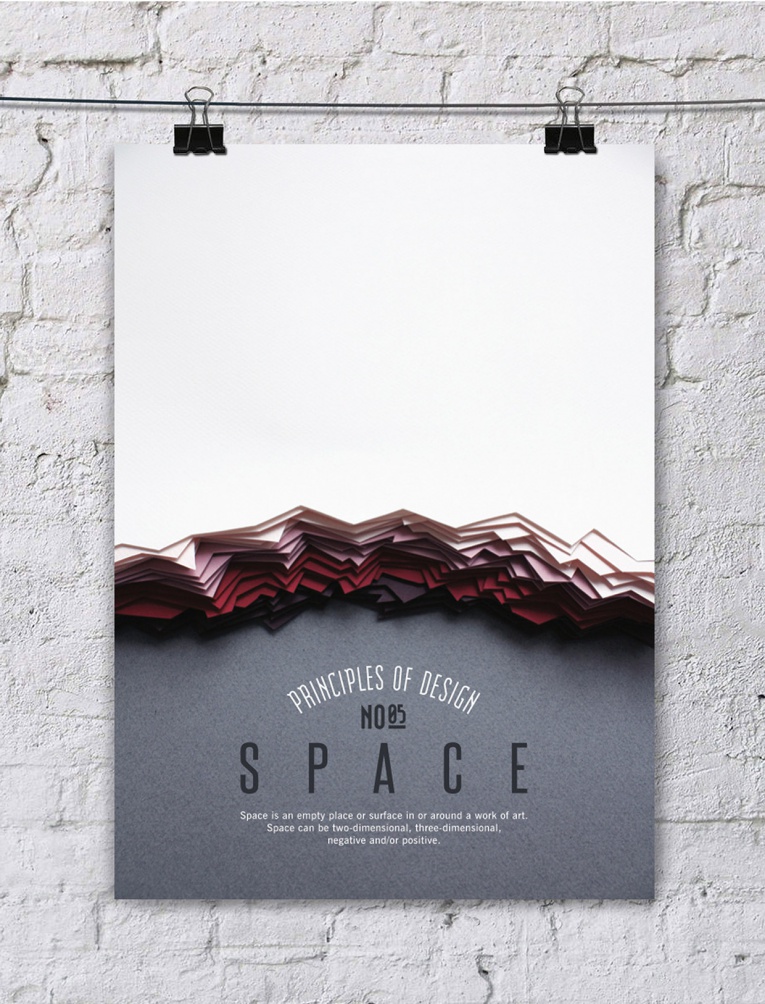 cartel poster con los principios del diseño, espacio