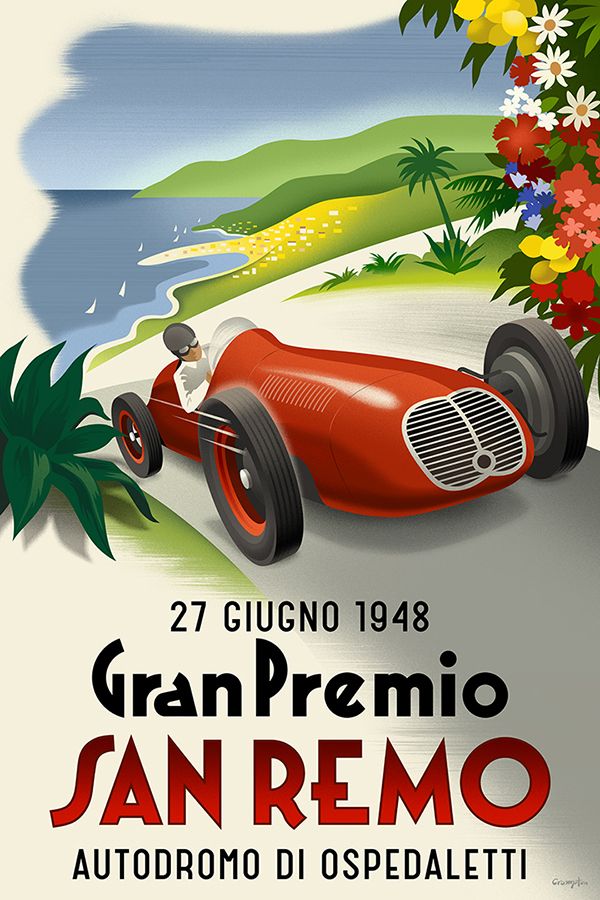 san remo carteles de coches vintage