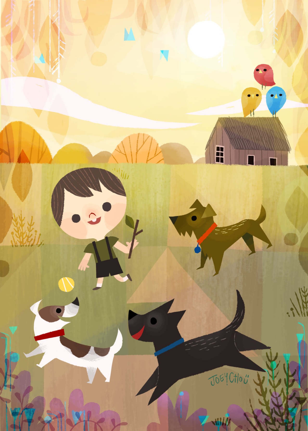 joey cho illustration kid animals