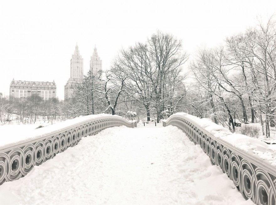"Central Park Winter - Snow on Bow Bridge - New York City"