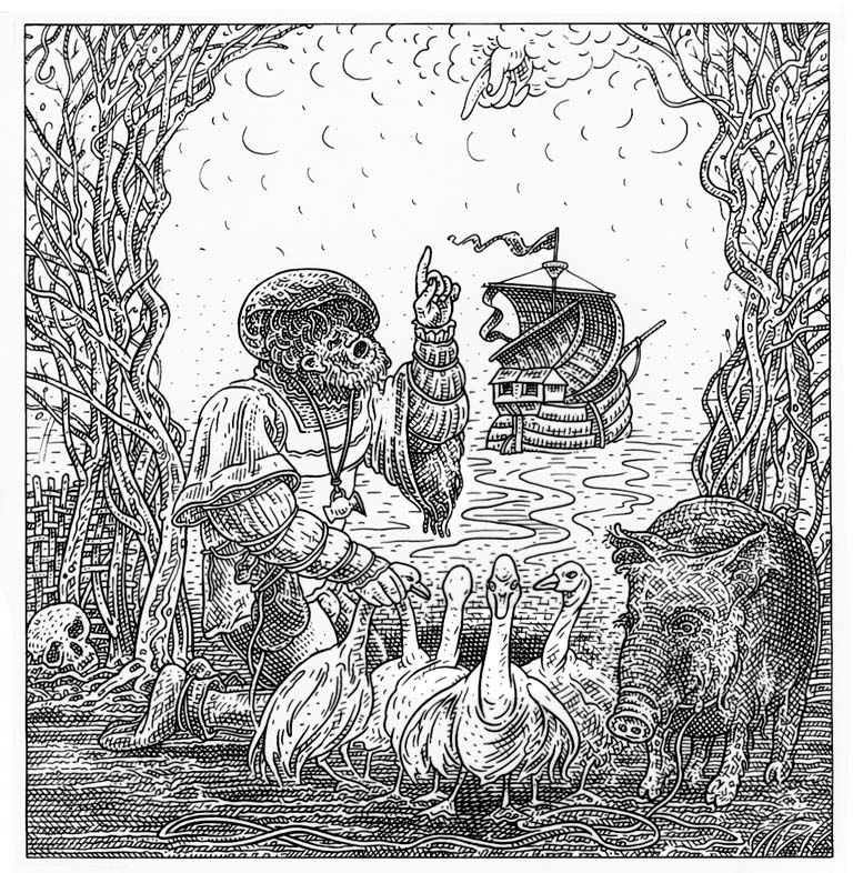 Istvan Orosz illusion illustration skull 11