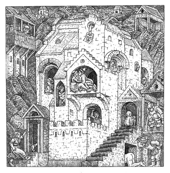 Istvan Orosz illusion illustration skull 2