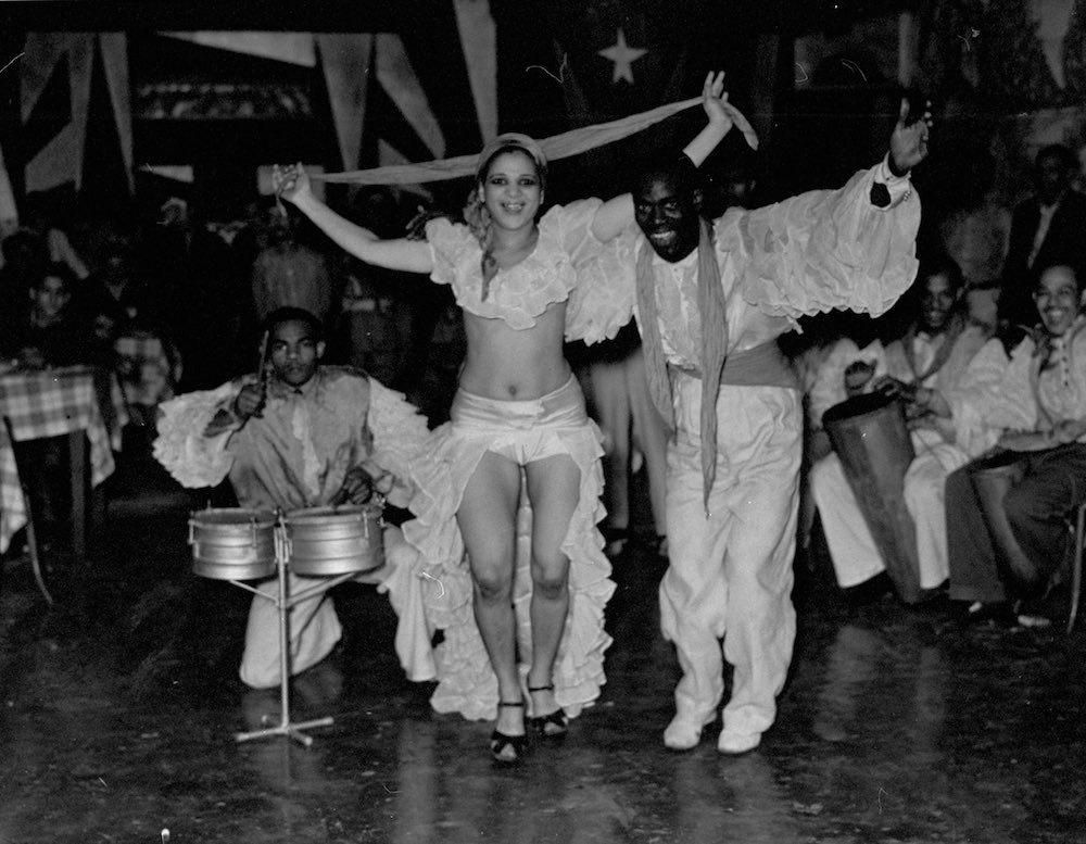 A view of people dancing at a Cuban club