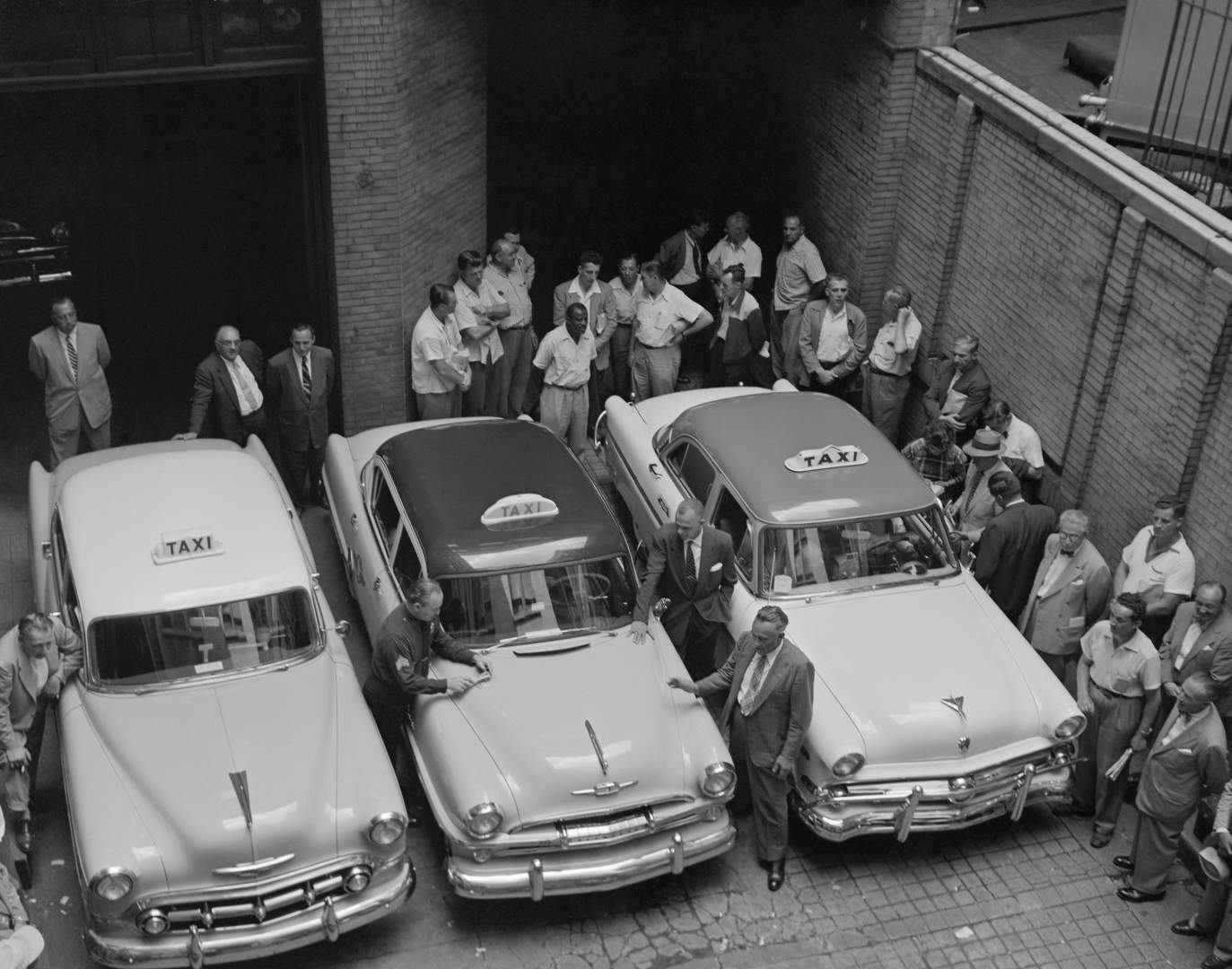 Aerial View of Preview of New Taxicabs