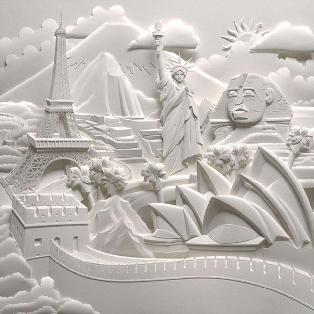 Jeff Nishinaka paper art sculpture oldskull 1