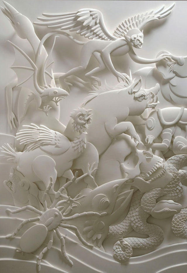 Jeff Nishinaka paper art sculpture oldskull 7