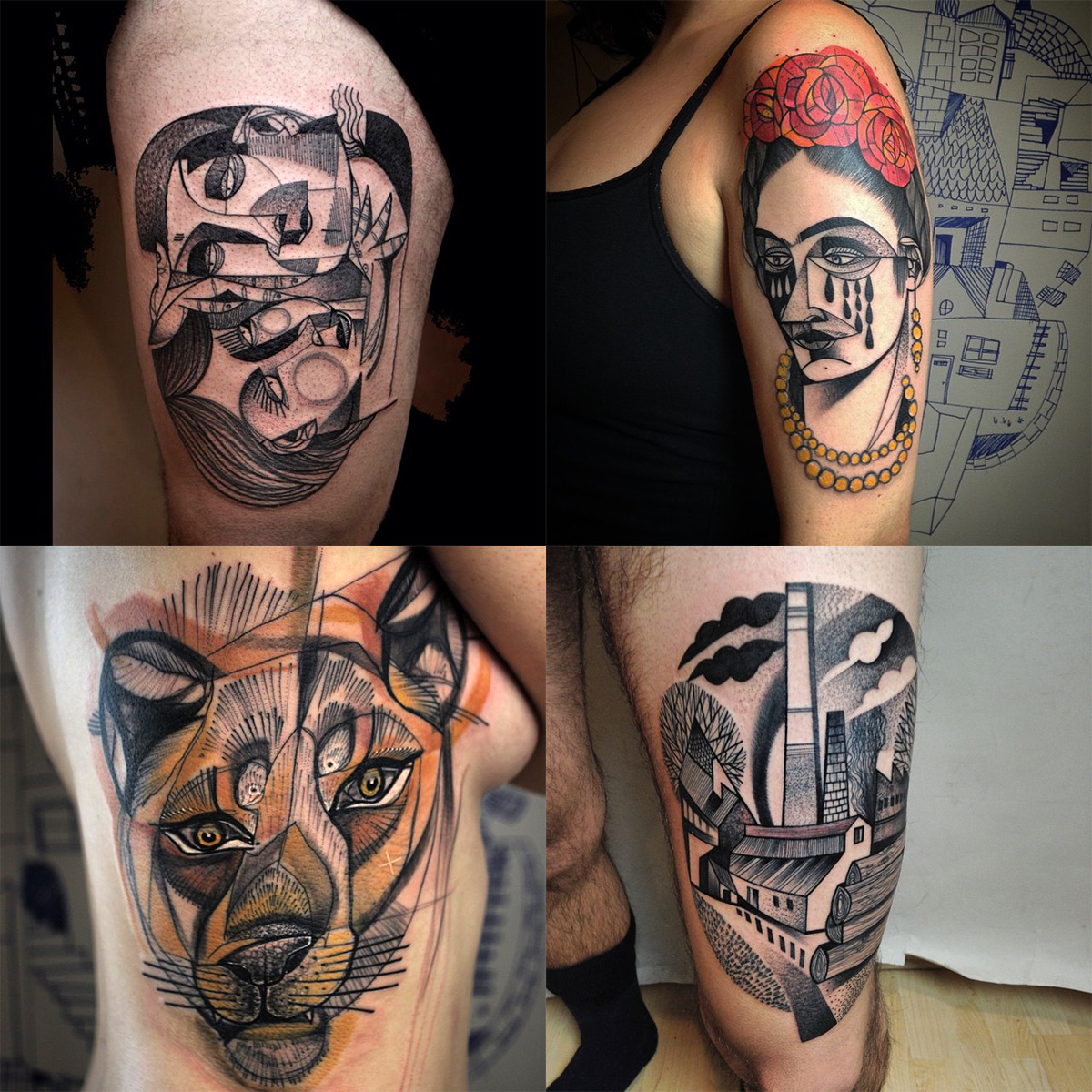 New Cubist Tattoos by Peter Aurisch(7)