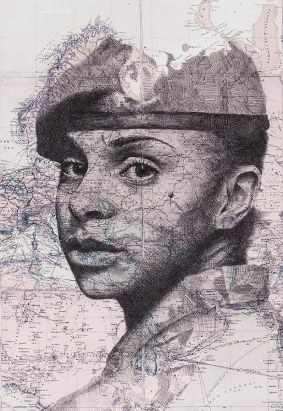 Portraits Drawn on Maps by Ed Fairburn (5)