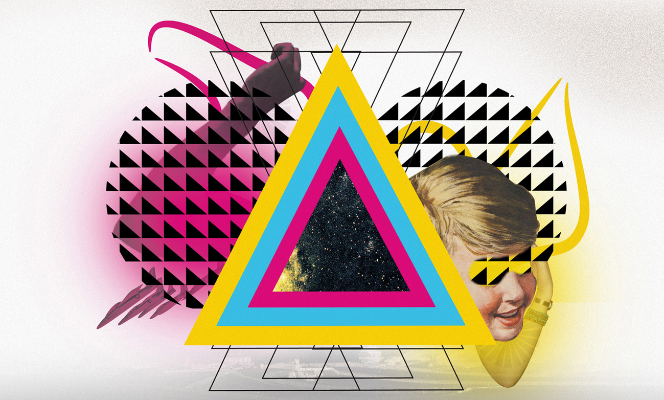 Middle boop collage digital con triangulos de colores