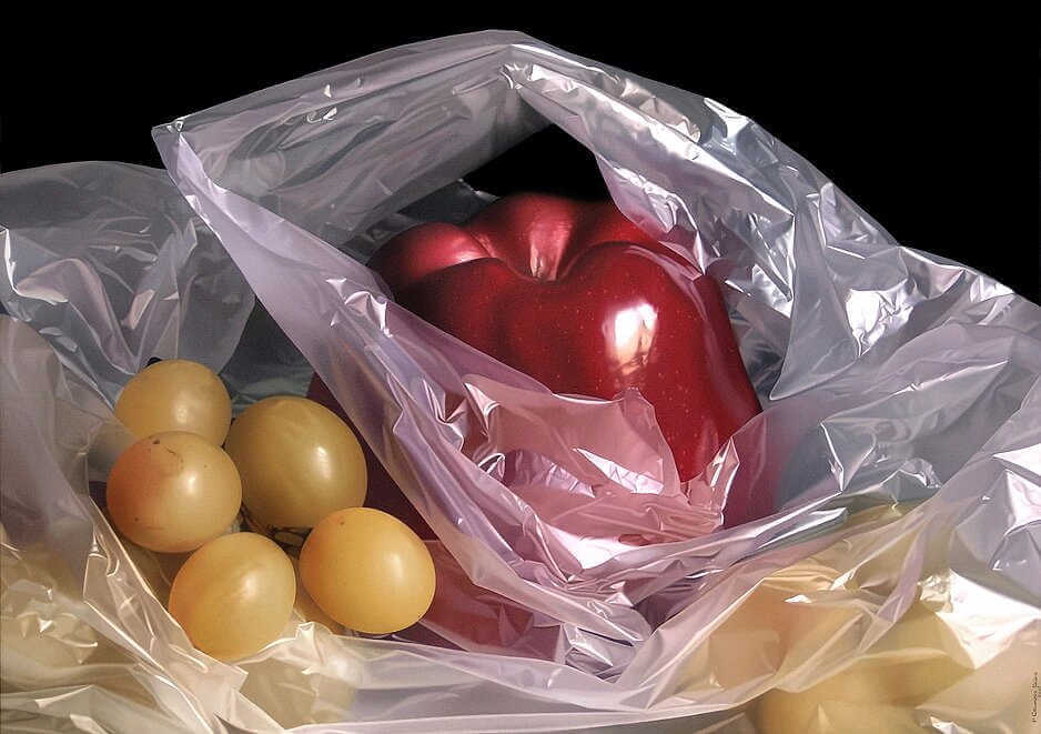 bodegon de fruta en pintura hiper realista de pedro campos