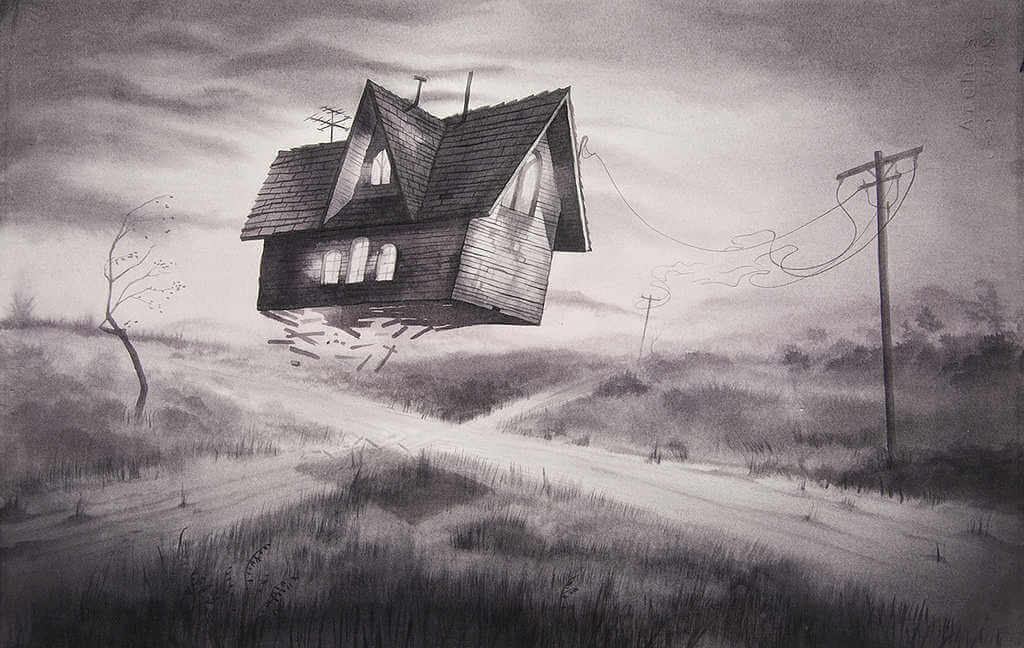 ilustración de casa voladora de annie owens