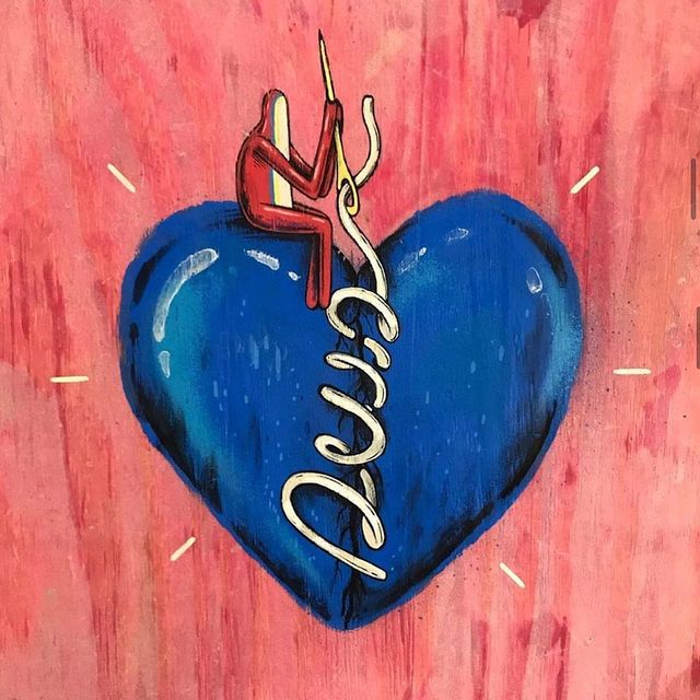 ilustración de un corazón en llamas de felipe guga