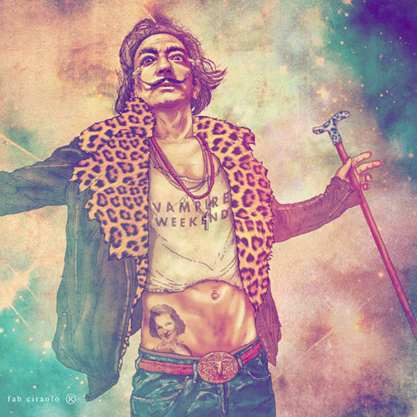 Dibujo de salvador dalí como hipster