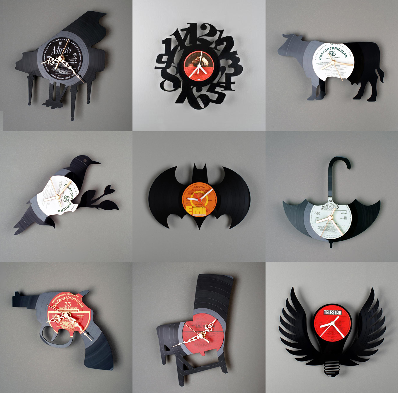 diseño de relojes con discos de vinilo