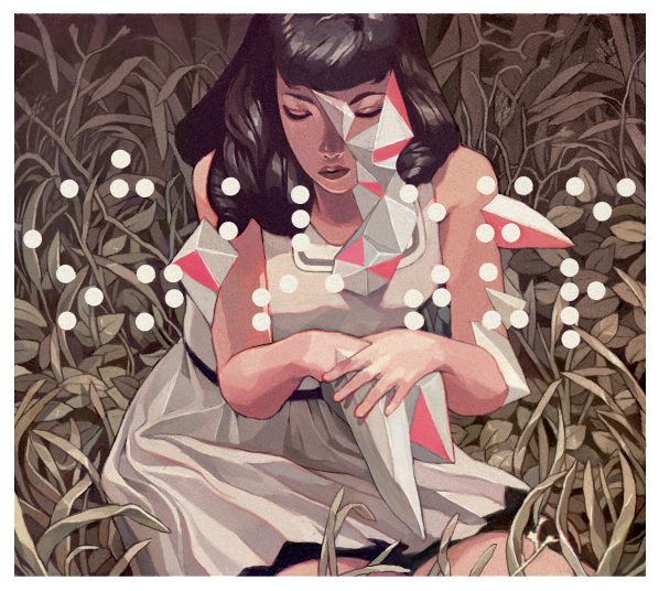 Dibujo de unamujer entre hierba por sachin teng