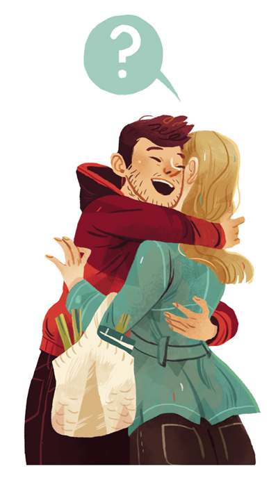 Dibujo de una pareja abrazandose