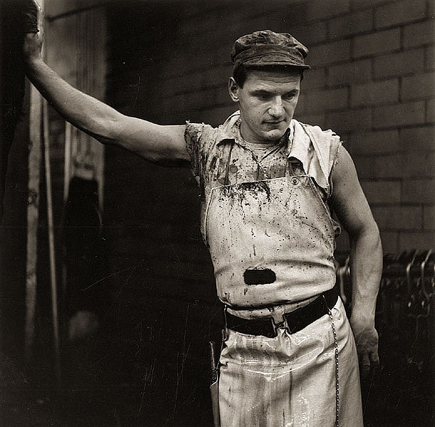 Foto de un carnicero de los años 50 hecha por Jerome liebling 
