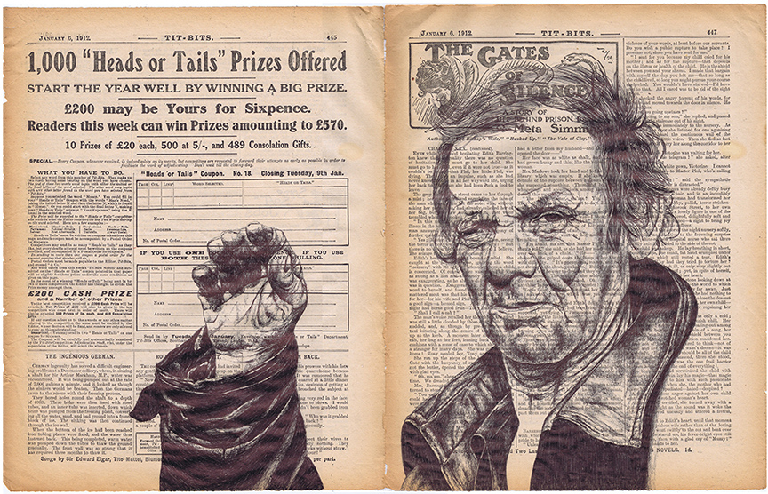 Ilustración sobre un periodico antiguo