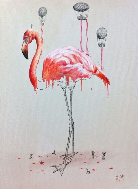 Pintura de un flamenco de ricardo solis
