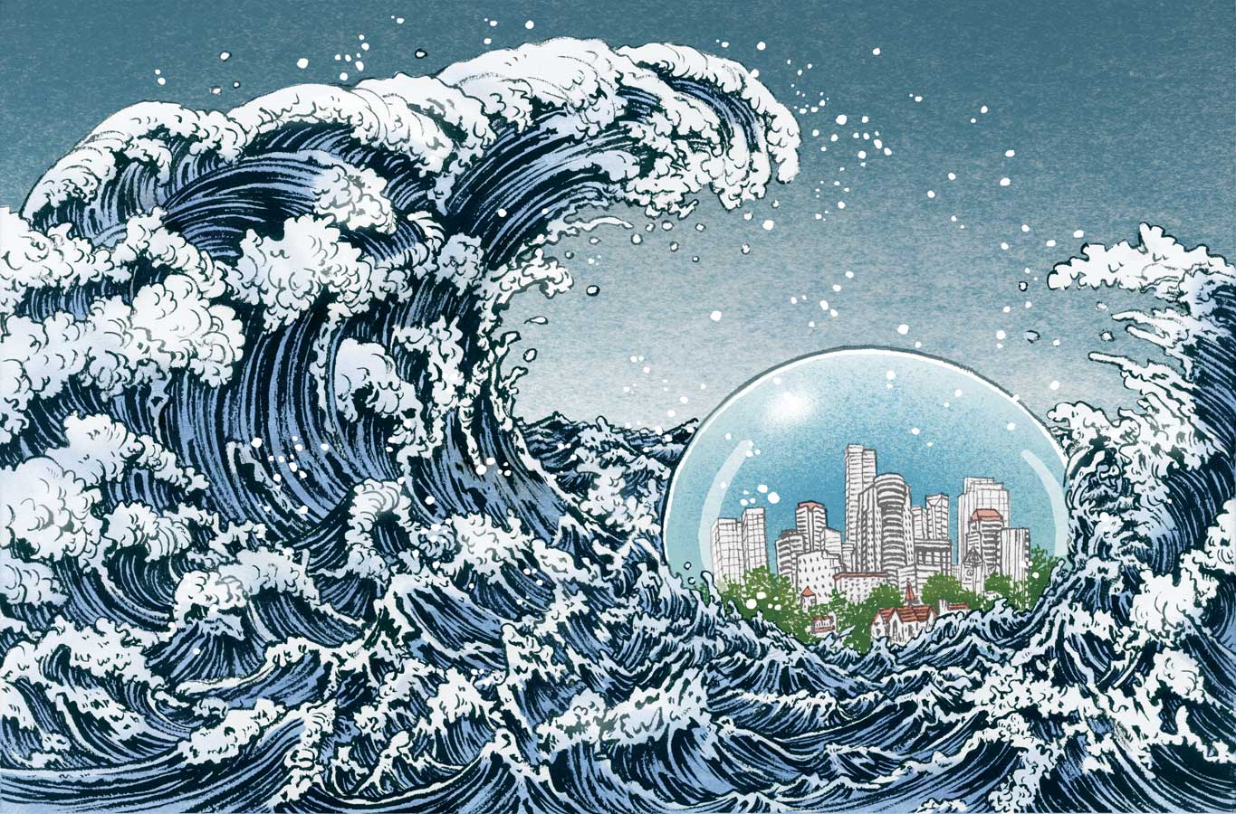 Ilustración de la gran ola de kanagawa de yuko shimizu
