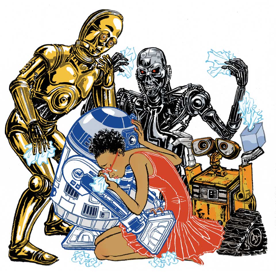 Dibujo de c3po y terminator creado por yuko shimizu