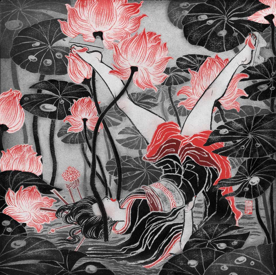 Dibujo de una geisha hecho por yuko shimizu 