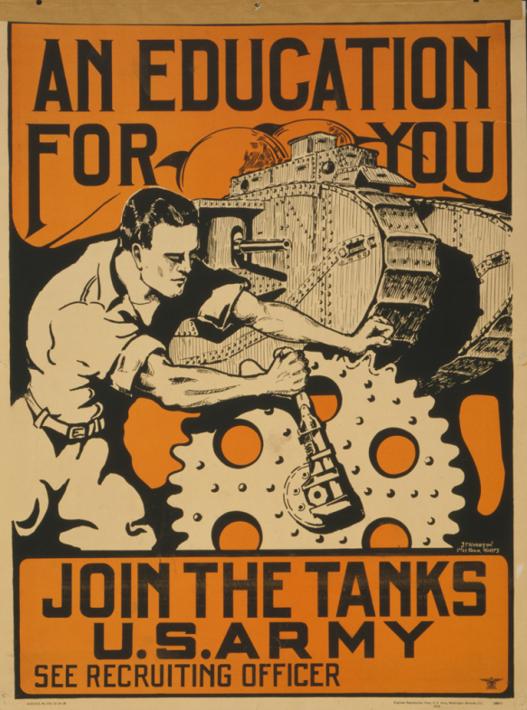 Cartel de la primera guerra mundial de hombre trabajando en fabrica