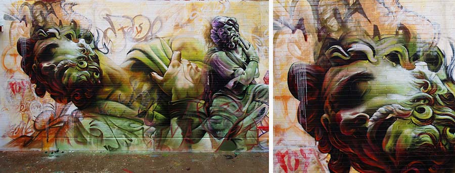 Mural sobre pared de pichiavo imitando el arte griego