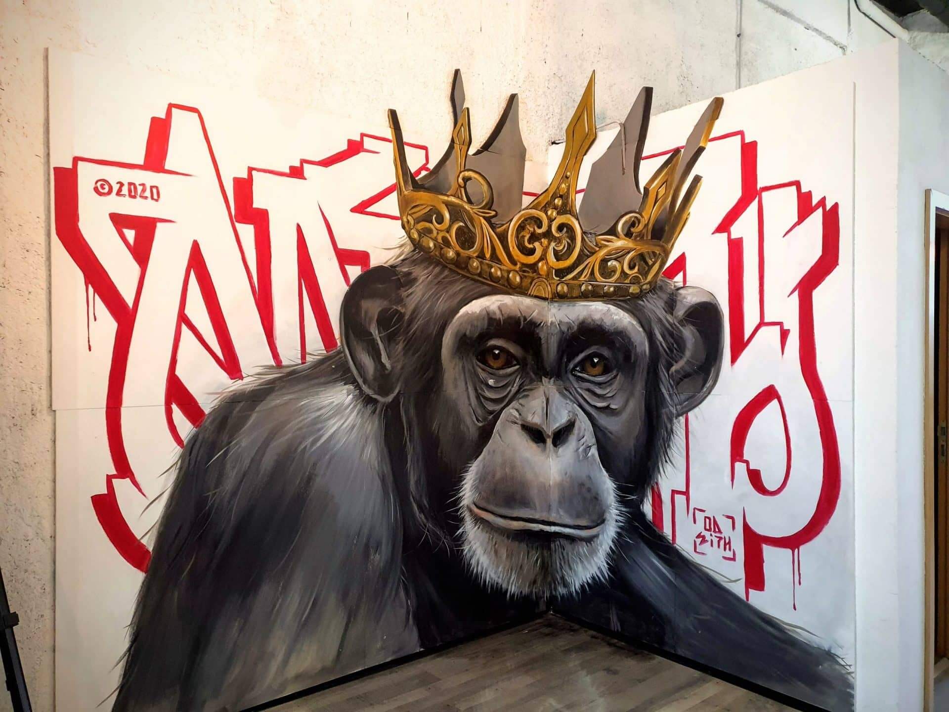 graffiti de un mono con effecto en tres dimensiones por odeith