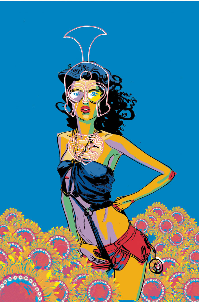 Chica con auriculares ilustracion de Ronal Wimberly