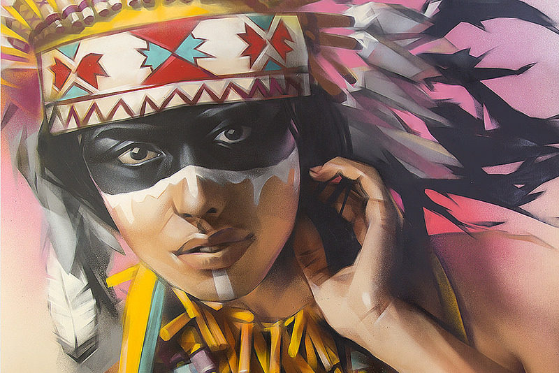 chica india dubujada en graffiti
