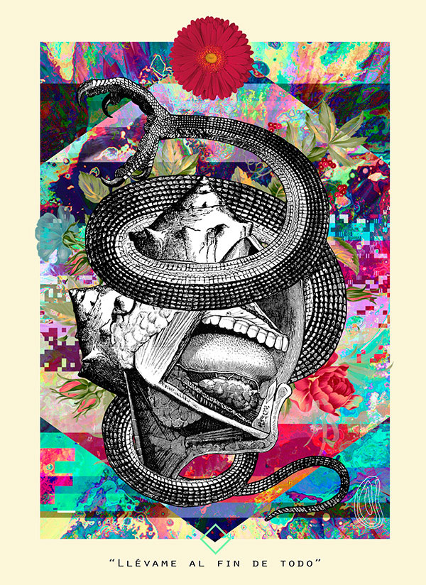 Poster collage de David Fallow, llévame al fin de todo