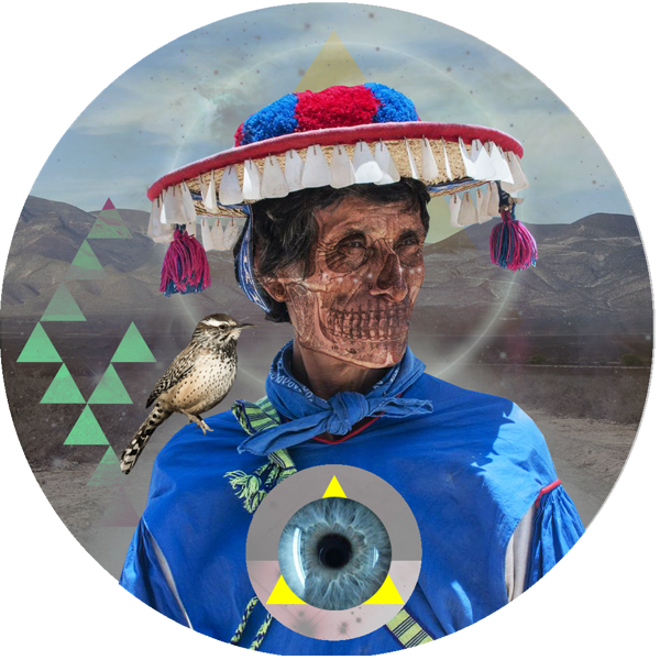 Collage de mujer calavera, hecho por el creativo David Fallow