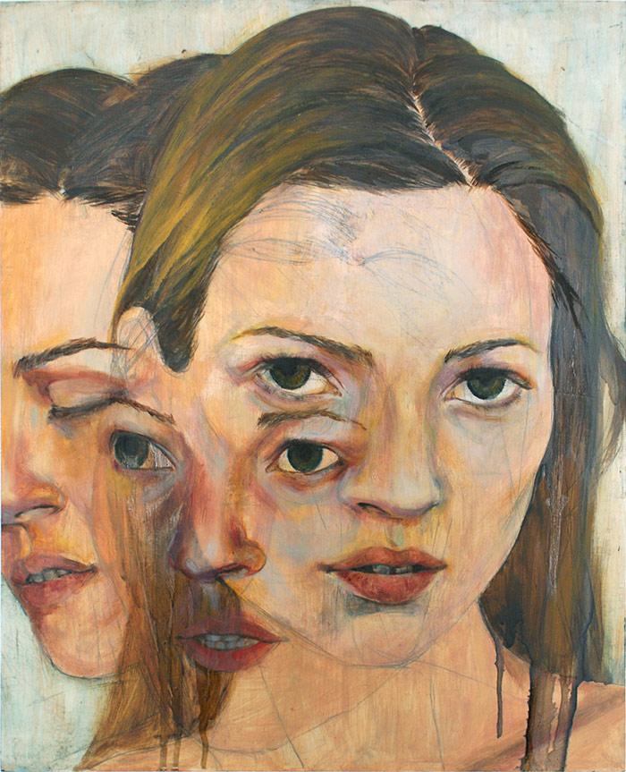 Pintura de tres rostros de mujer 