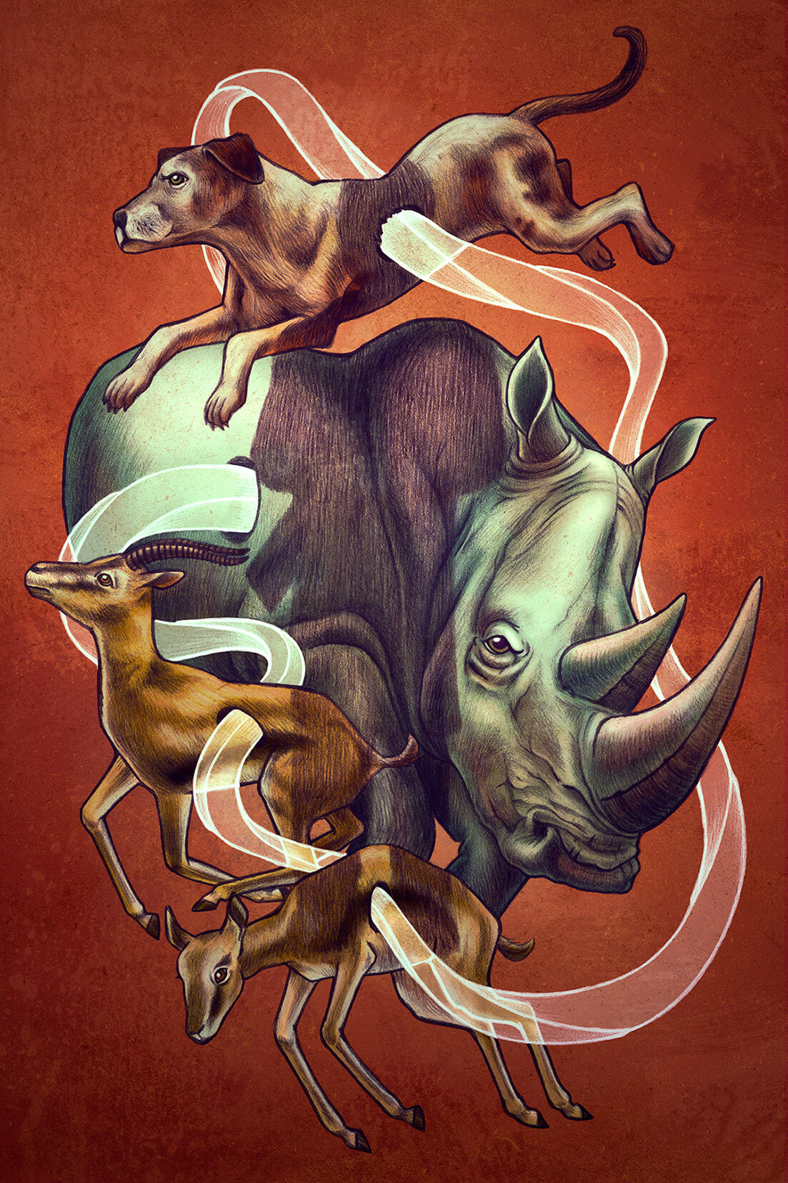 dibujo donde se mezcla diferentes animales