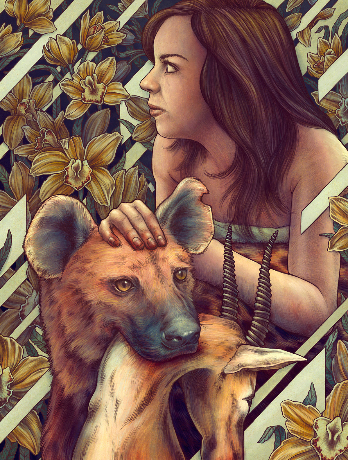 Retaro ilustrado de una chica con animales kate-ohara