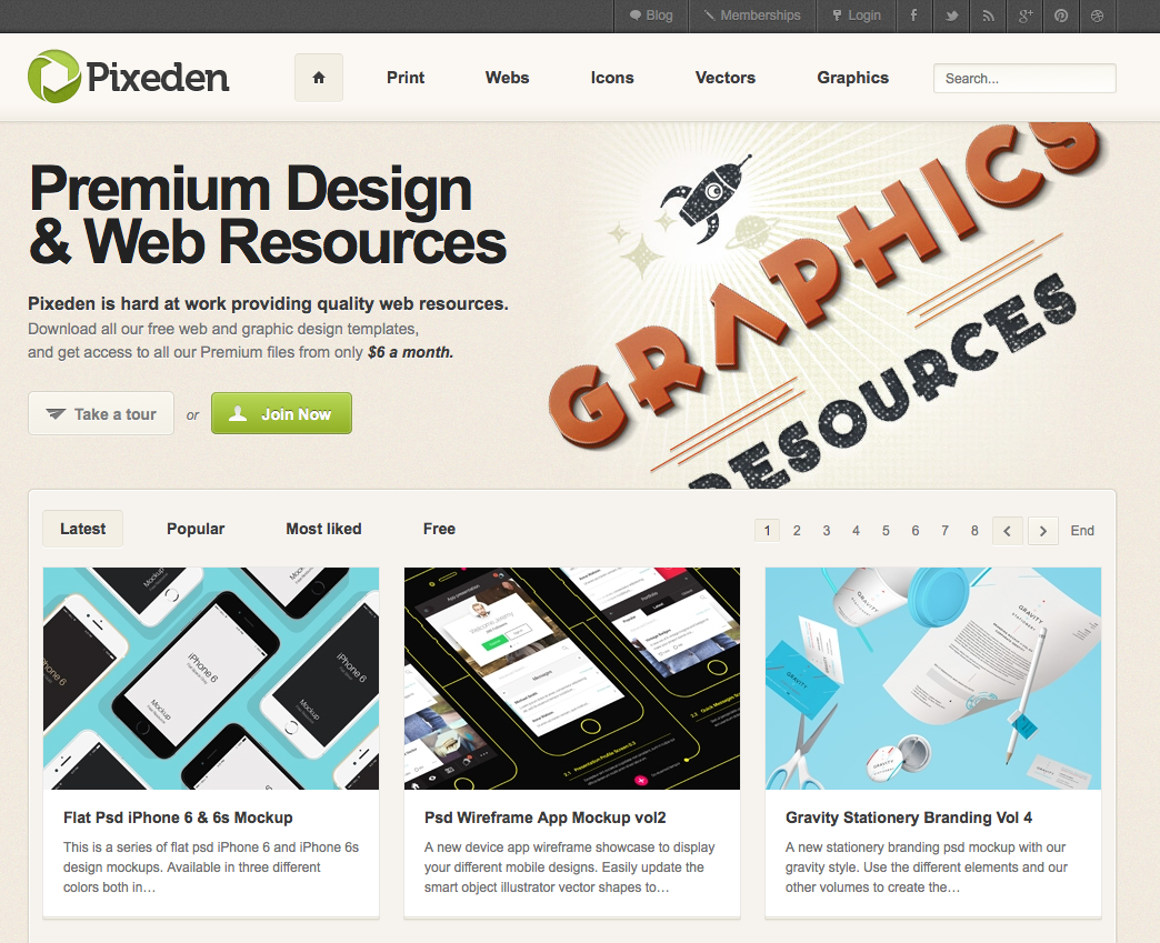 Portada web de pixeden