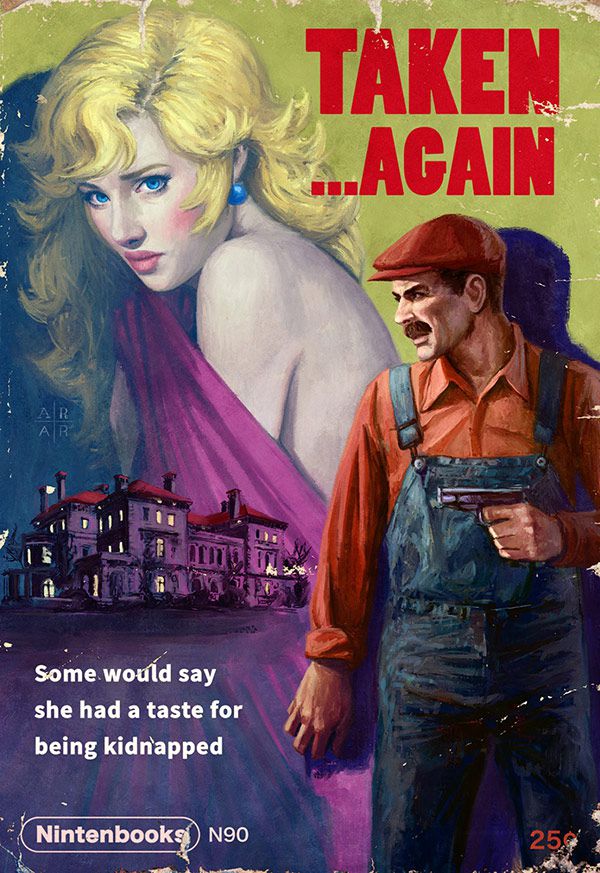 Ilustración Super mario bros de estilo pulp