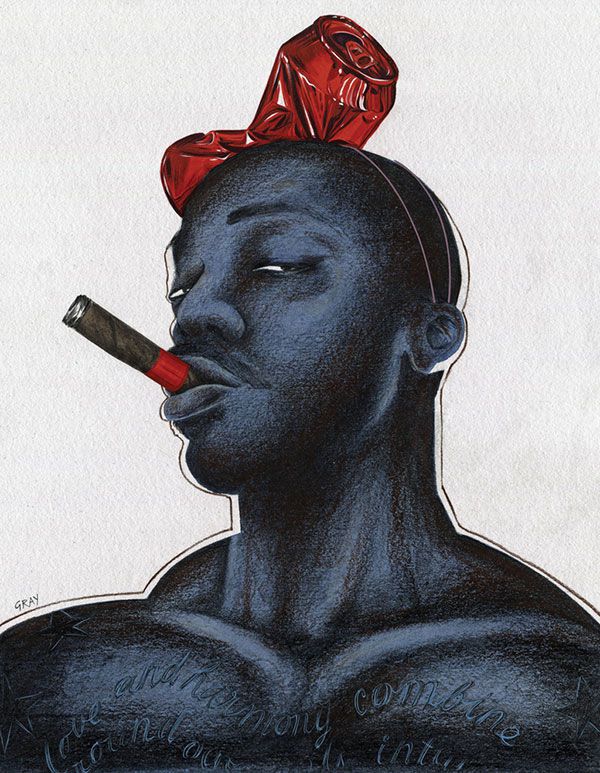 Dibujo de hombre de color fumando