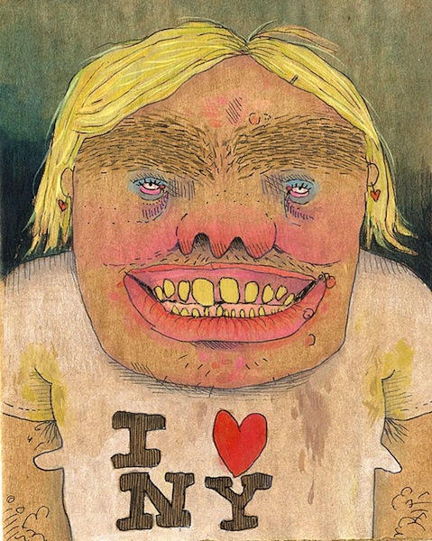 Dibujo de chico con camiseta i love new york