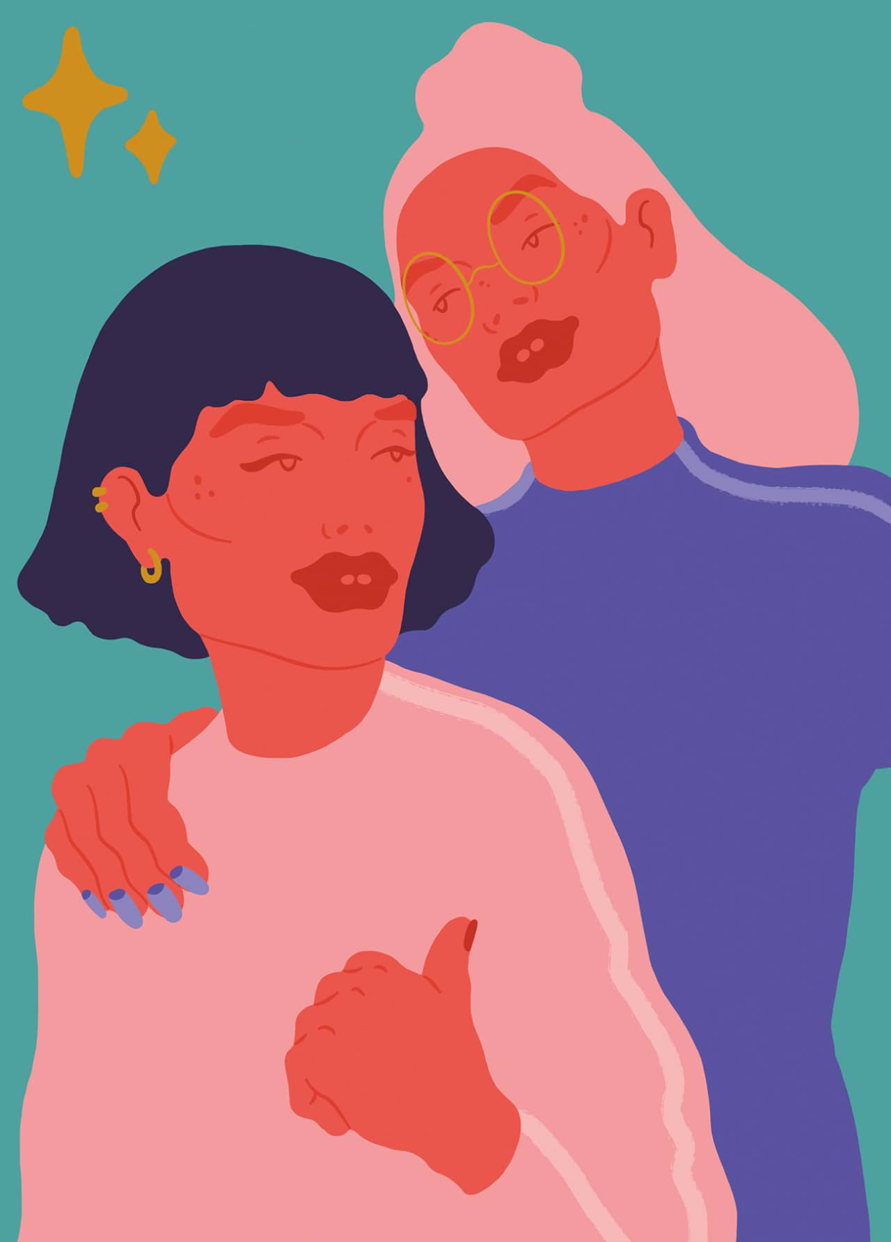 Sara Andreasson ilustrando a dos chicas