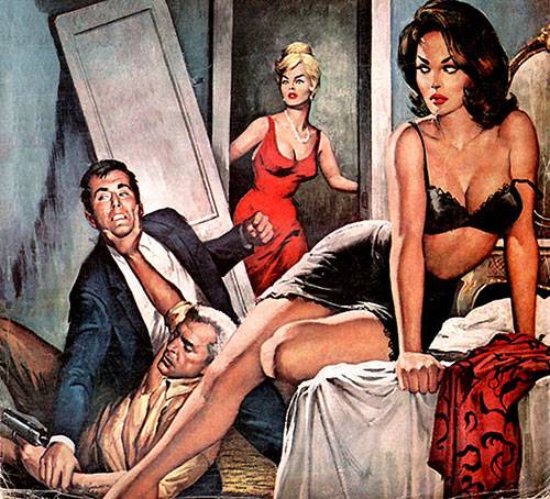 Ilustración de desenlace fatal de un ataque de celos dibujado por Charles Copeland