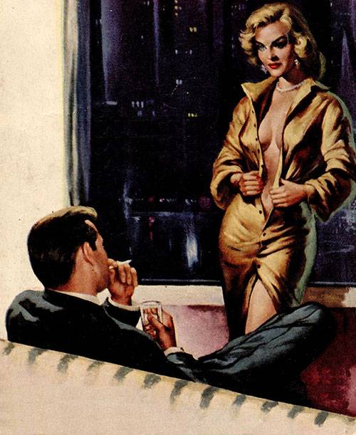 dibujo de una mujer seduciendo a un hombre hecho por Charles Copeland